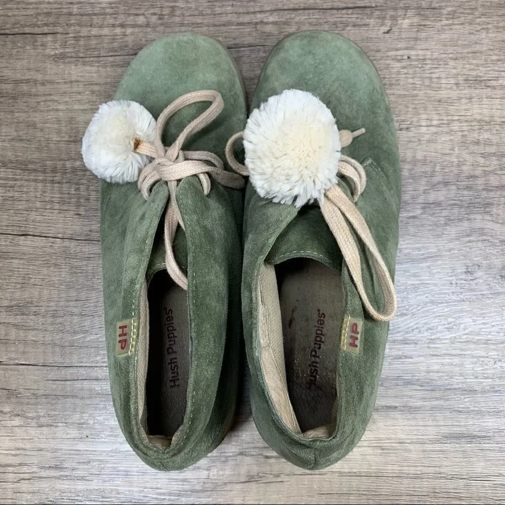 HUSH PUPPIES WOMEN'S~GREEN SUEDE~WEDGE~VIGOR II~ANKLE BOOTIES~SIZE 8M‎